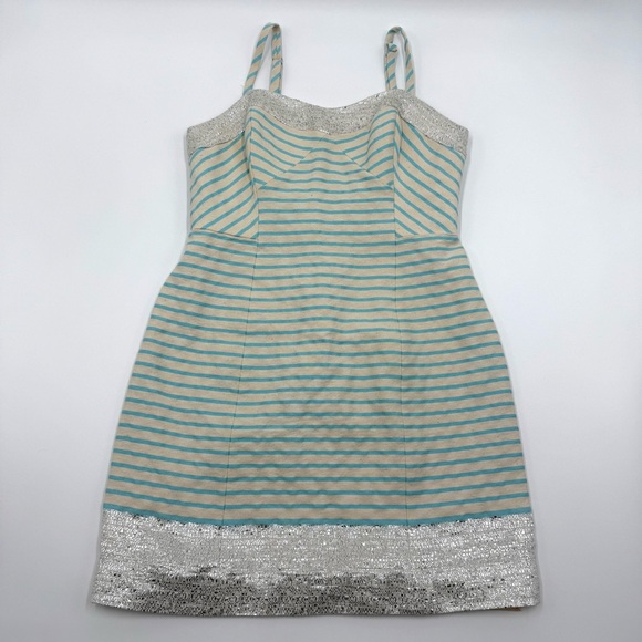 Lilly Pulitzer Women Remi Dress Blue Horizon Bayview Stripe 4 Metallic Strapless - Picture 6 of 16